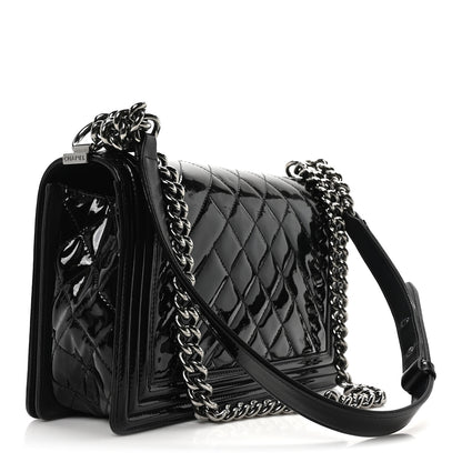 Chanel Patent Chevron Quilted New Medium Boy Flap Black 3 of 10