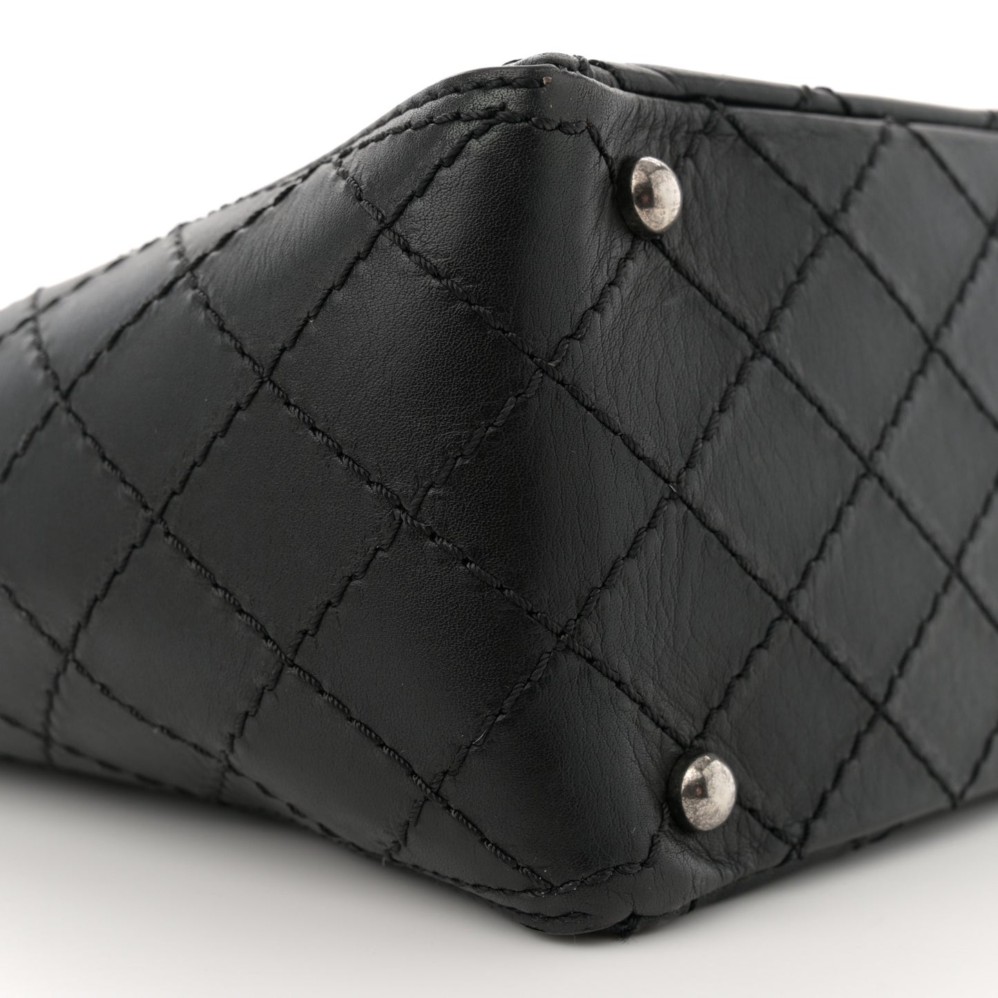 Grained Calfskin CC Pocket Tote Black