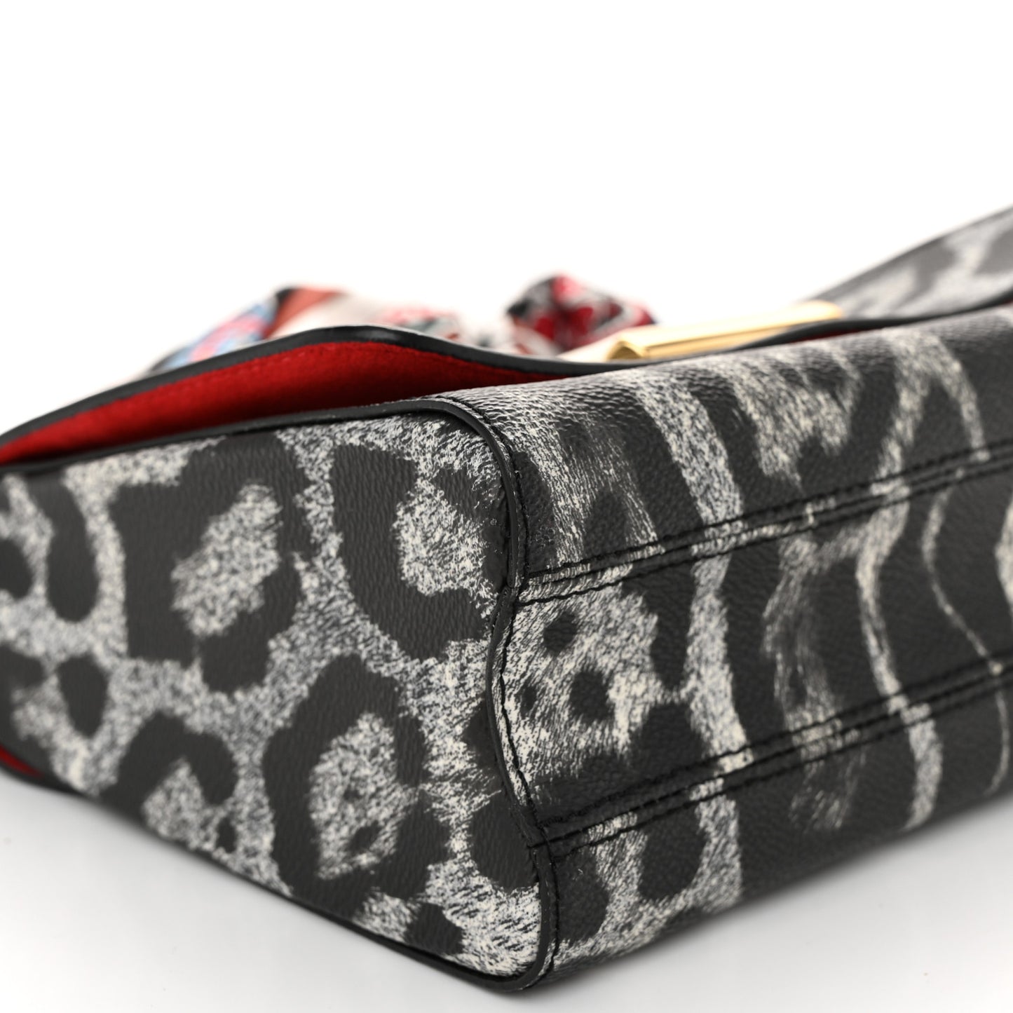 Calfskin Wild Animal Print Scarf Handle Twist Shoulder Bag MM