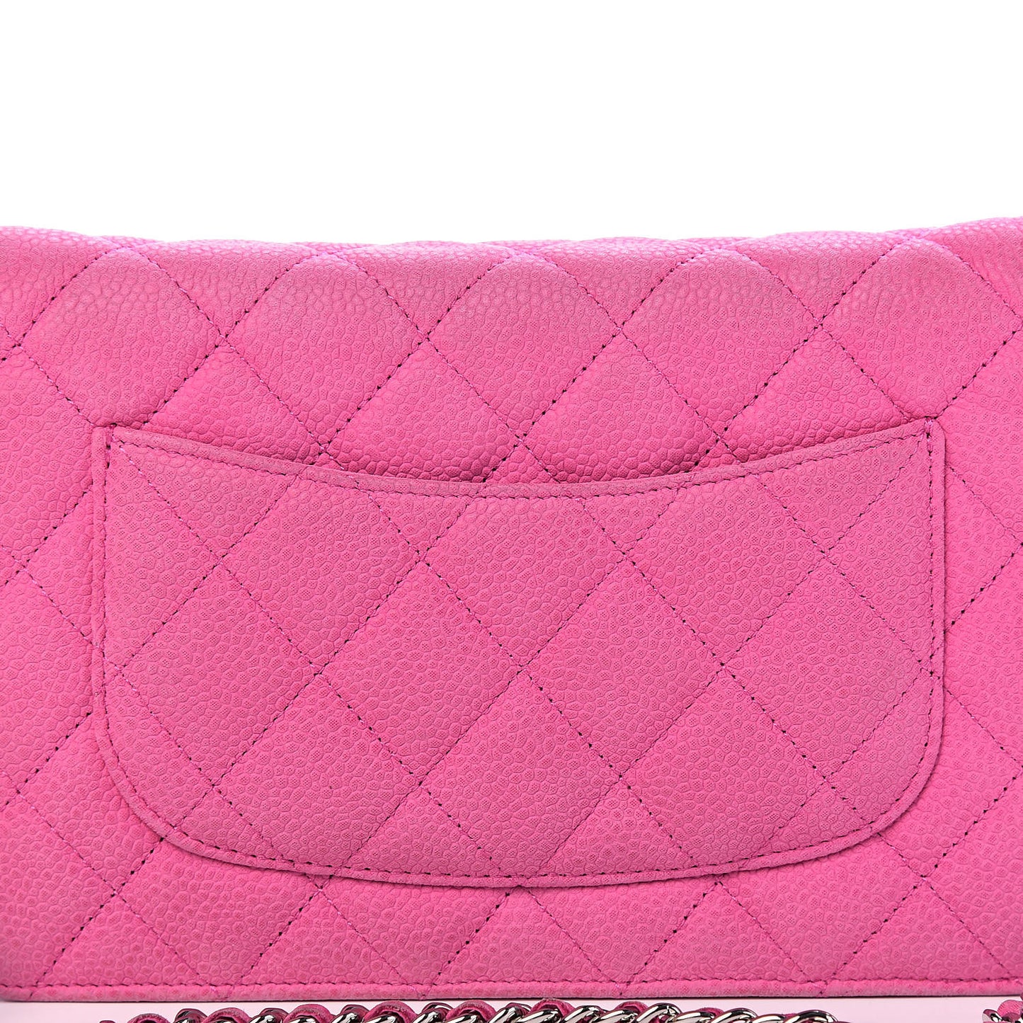 Iridescent Caviar Quilted Wallet on Chain WOC Pink