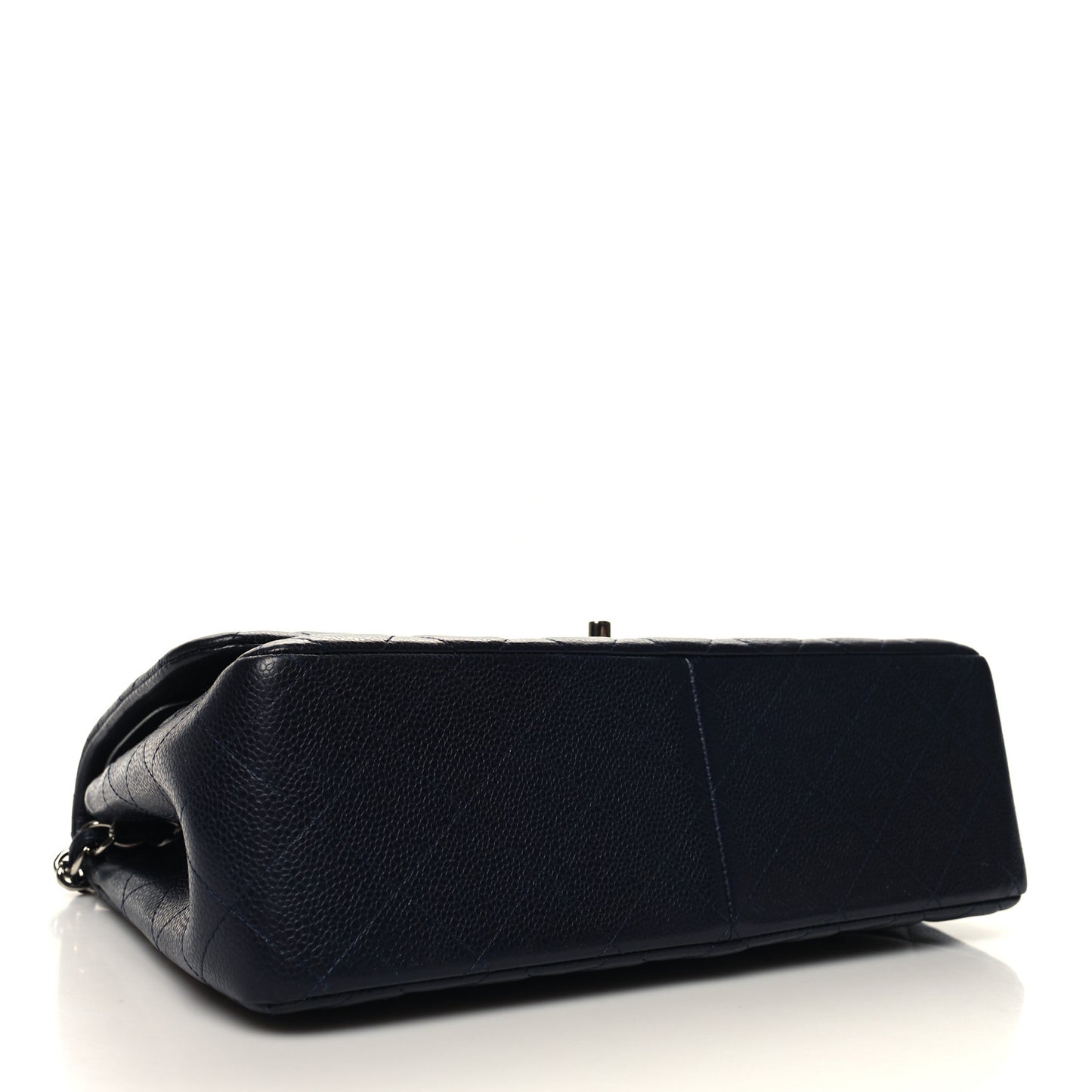 Caviar Quilted Jumbo Double Flap Navy Blue