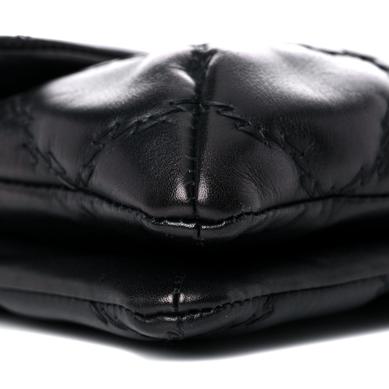 Chanel Calfskin Quilted Double Stitch Hamptons Clutch with Chain Black 7 of 13