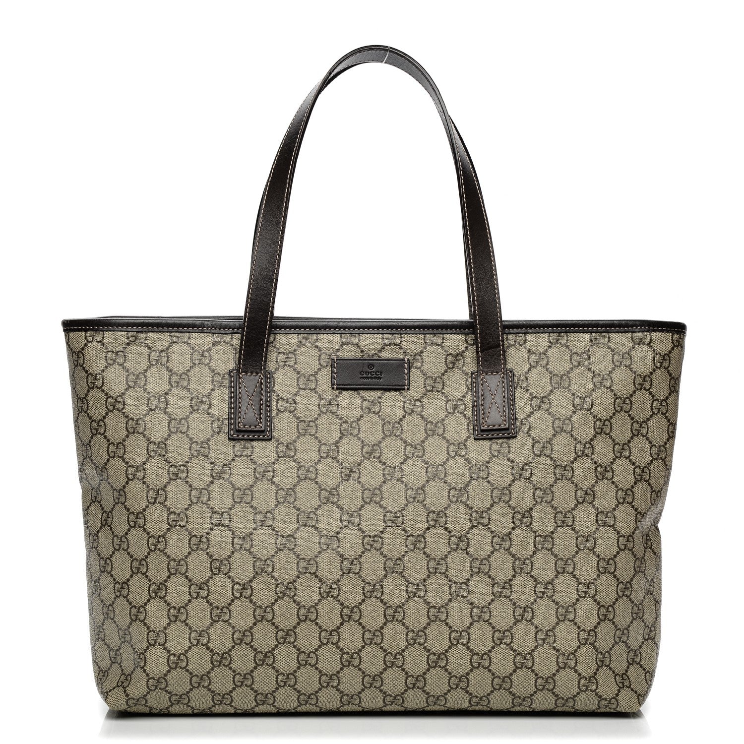 Gucci GG Supreme Monogram Medium Zippered Shopping Tote Dark Brown 1 of 8