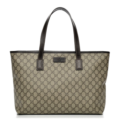 Gucci GG Supreme Monogram Medium Zippered Shopping Tote Dark Brown 1 of 8