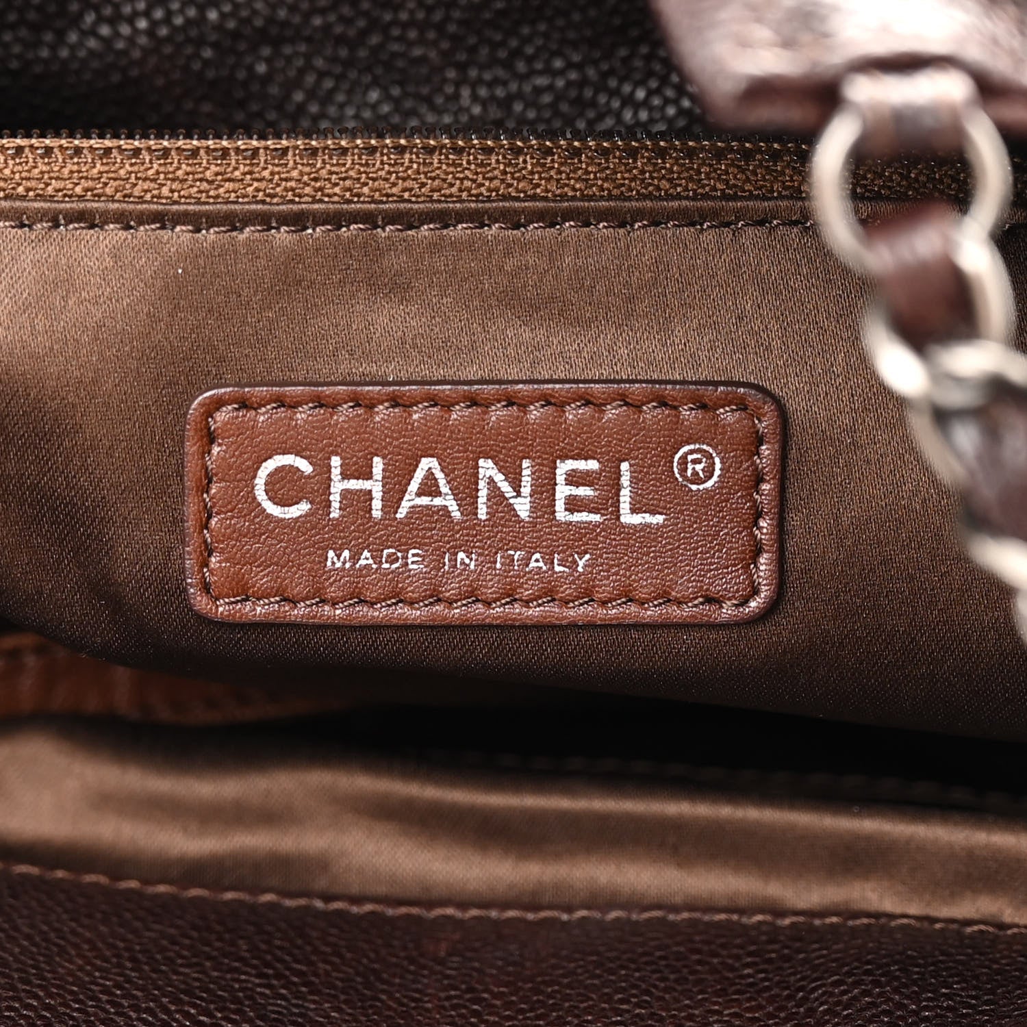 Chanel Distressed Glazed Caviar Quilted Large Elastic Tote Dark Brown 6 of 14