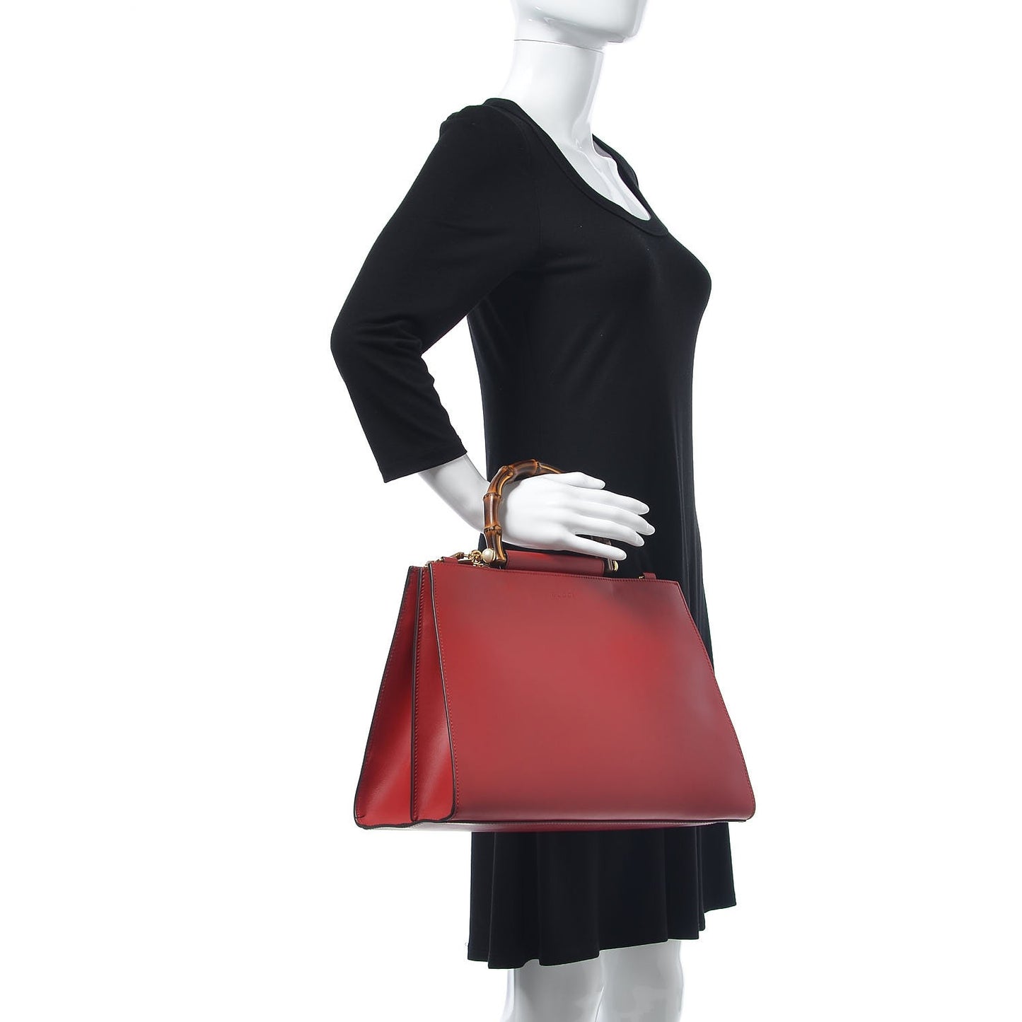 Nappa Bamboo Web Medium Nymphaea Top Handle Bag Hibiscus Red