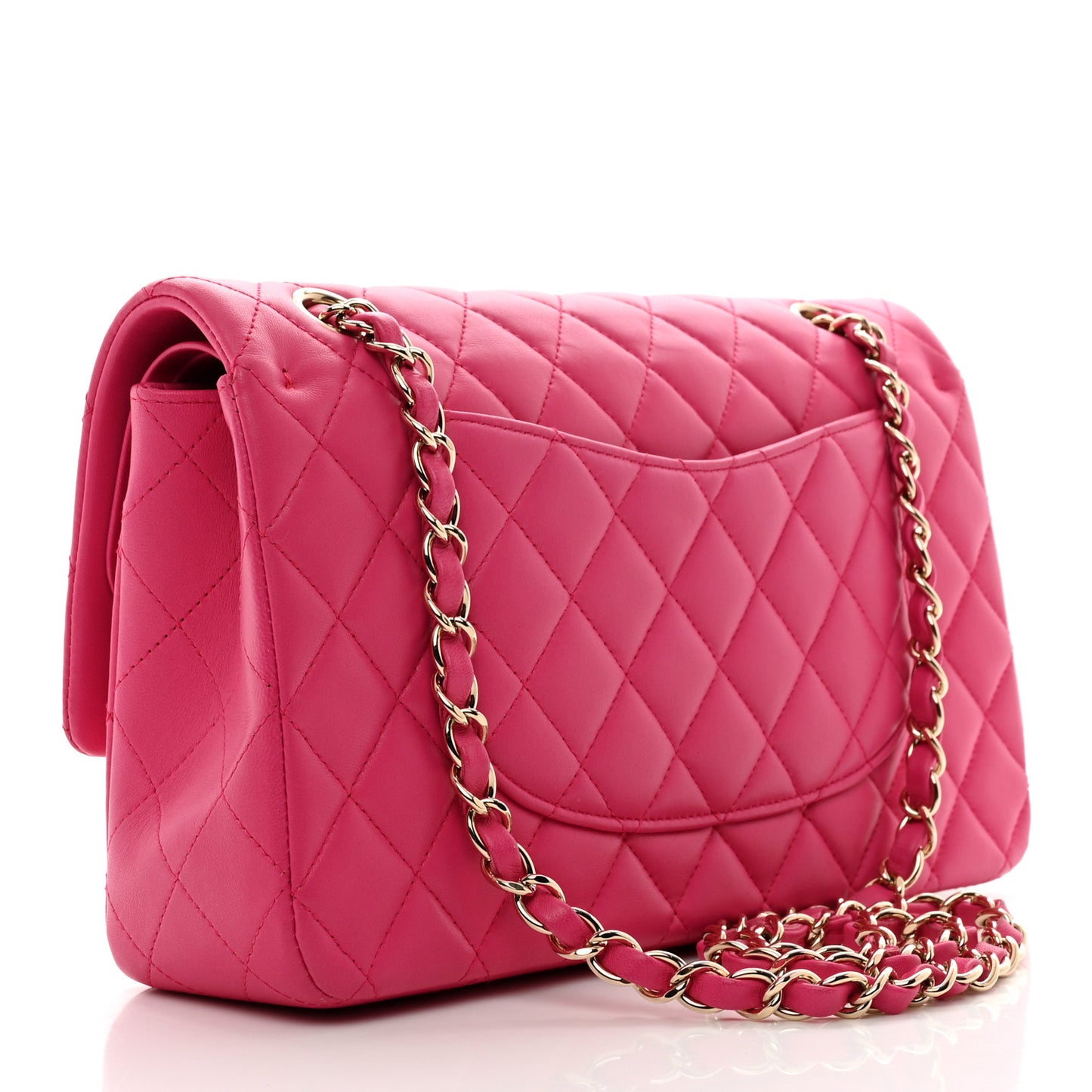 Lambskin Quilted Medium Double Flap Pink