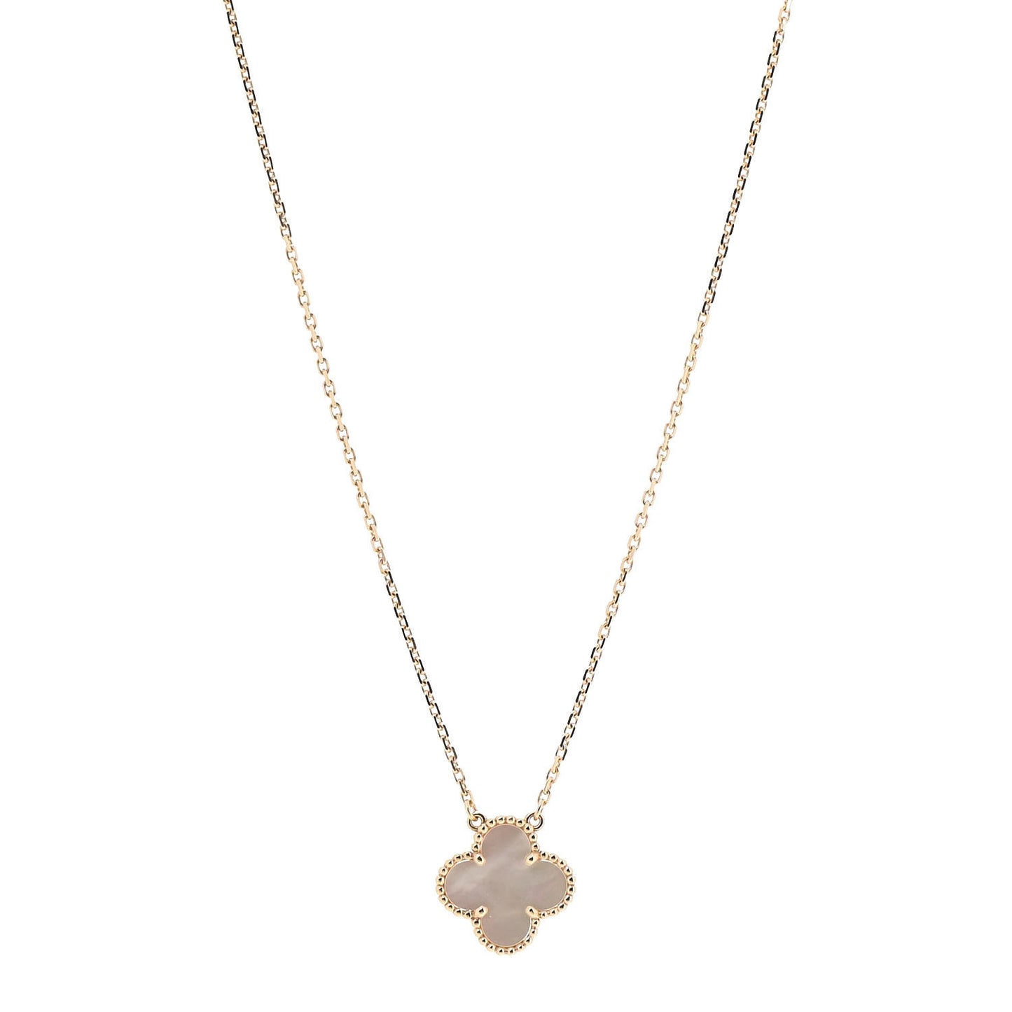 18K Yellow Gold Mother of Pearl Vintage Alhambra Pendant Necklace