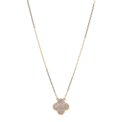 Van Cleef & Arpels 18K Yellow Gold Mother of Pearl Vintage Alhambra Pendant Necklace 1 of 7
