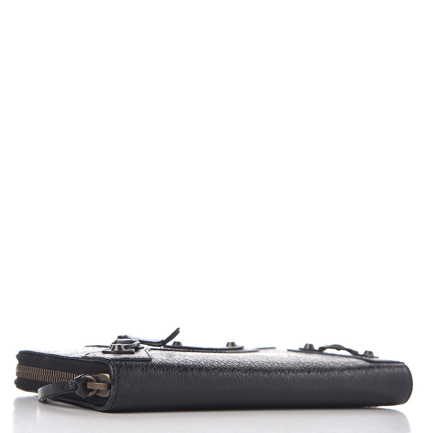 Agneau Classic Hardware Continental Zip Around Wallet Black