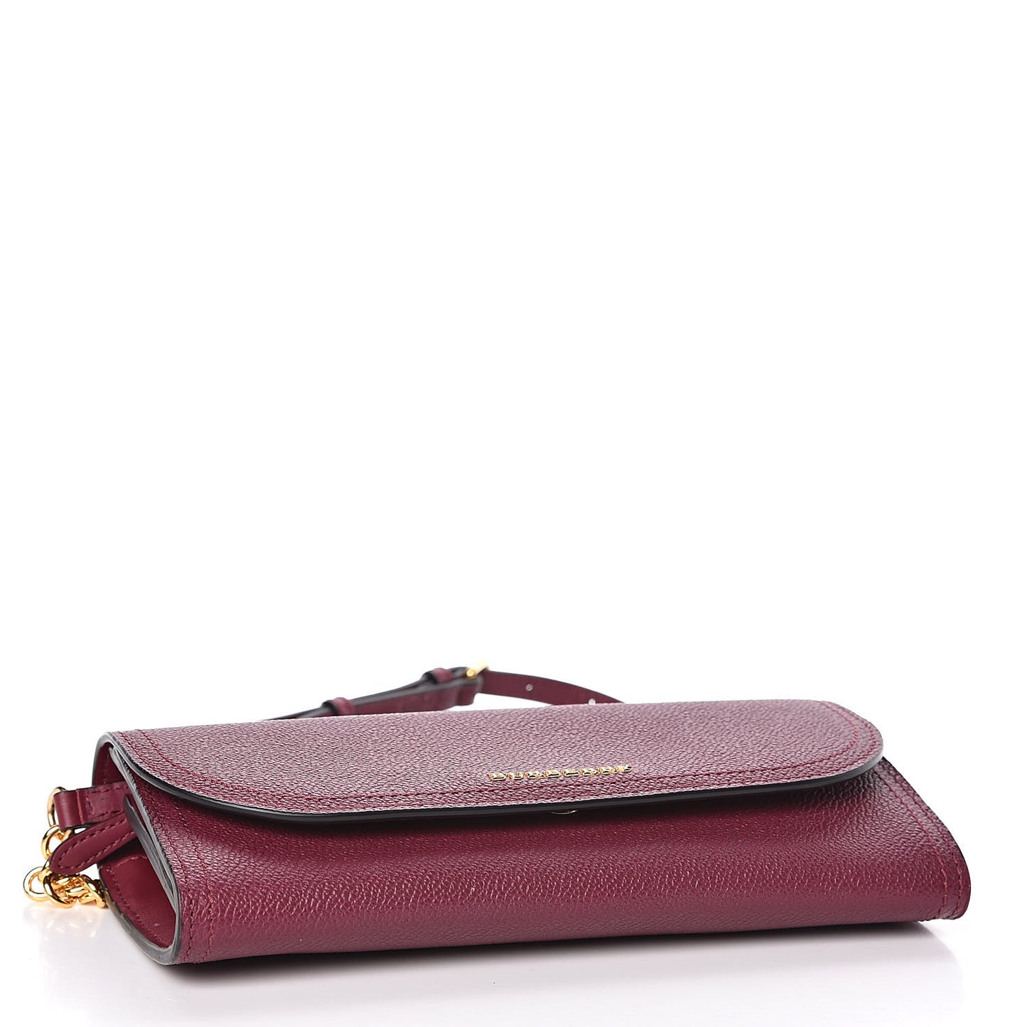 Grainy Calfskin Henley Wallet On Chain Burgundy