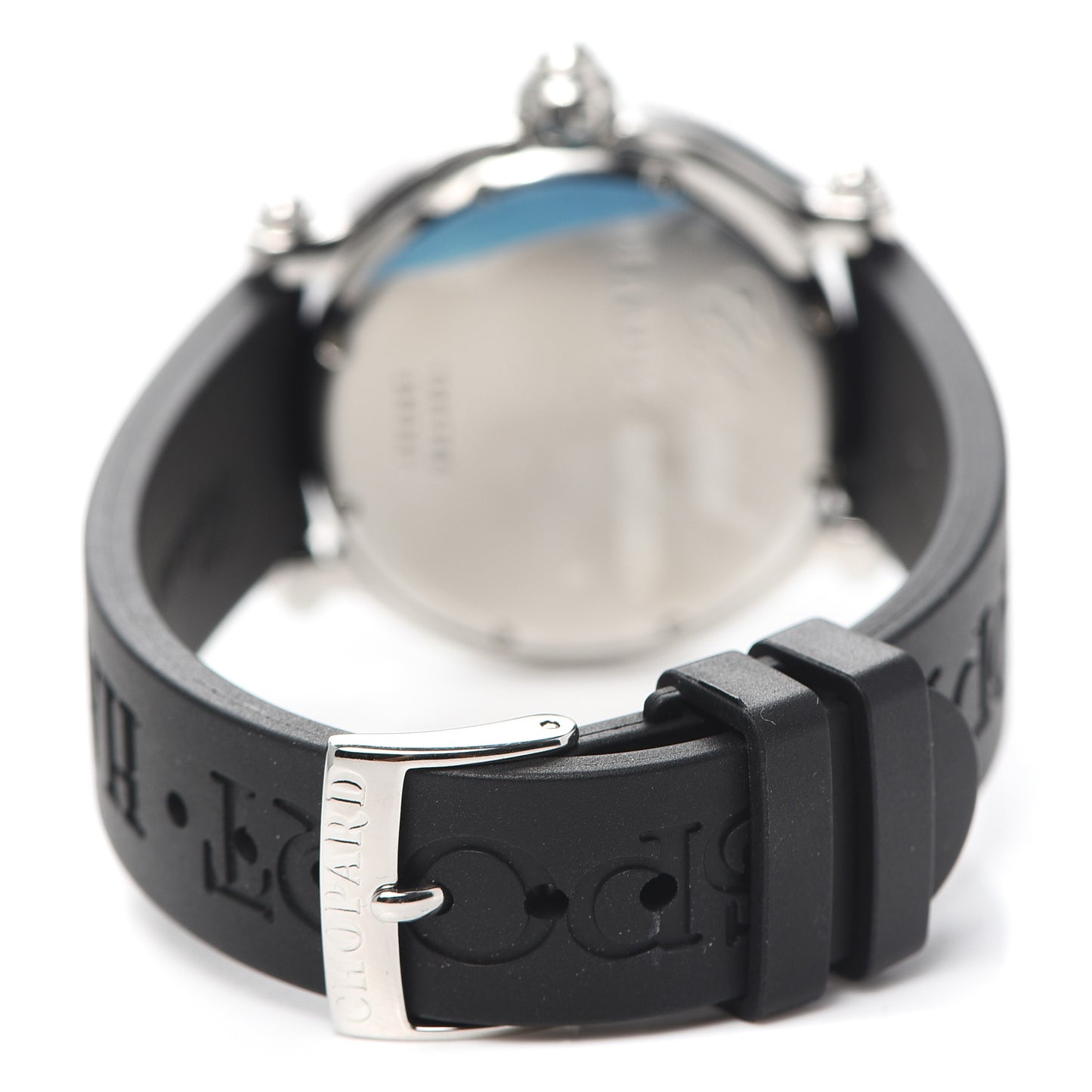 Stainless Steel Rubber Diamond 38mm Happy Sport Fish Quartz Watch Black