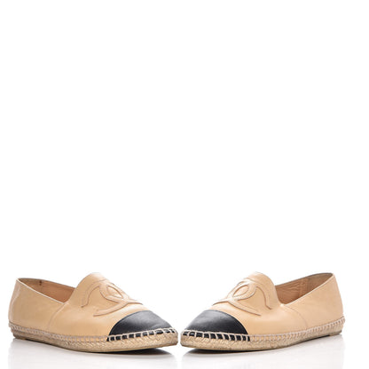 Chanel Lambskin CC Espadrilles 40 Beige Black 6 of 14
