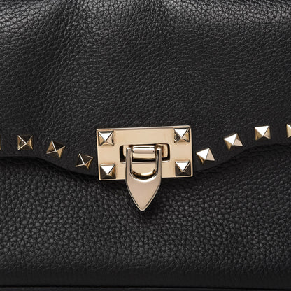 Valentino Garavani Pebbled Calfskin Medium Rockstud Flip Lock Crossbody Bag Black 10 of 10
