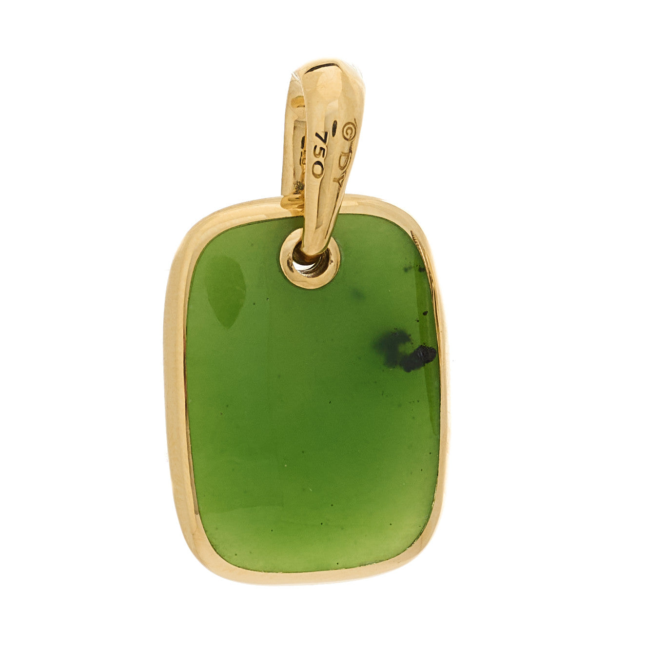 18K Yellow Gold Nephrite Jade Exotic Tablet Amulet Pendant