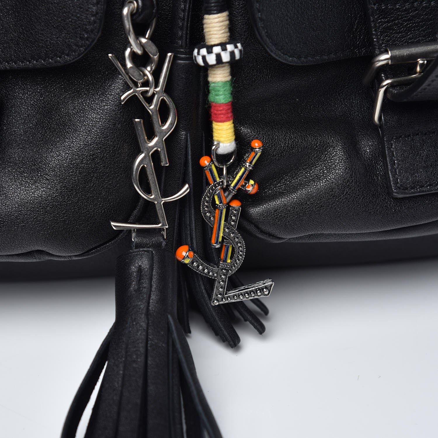 Saint Laurent Calfskin Fringe Festival Backpack Black 9 of 10