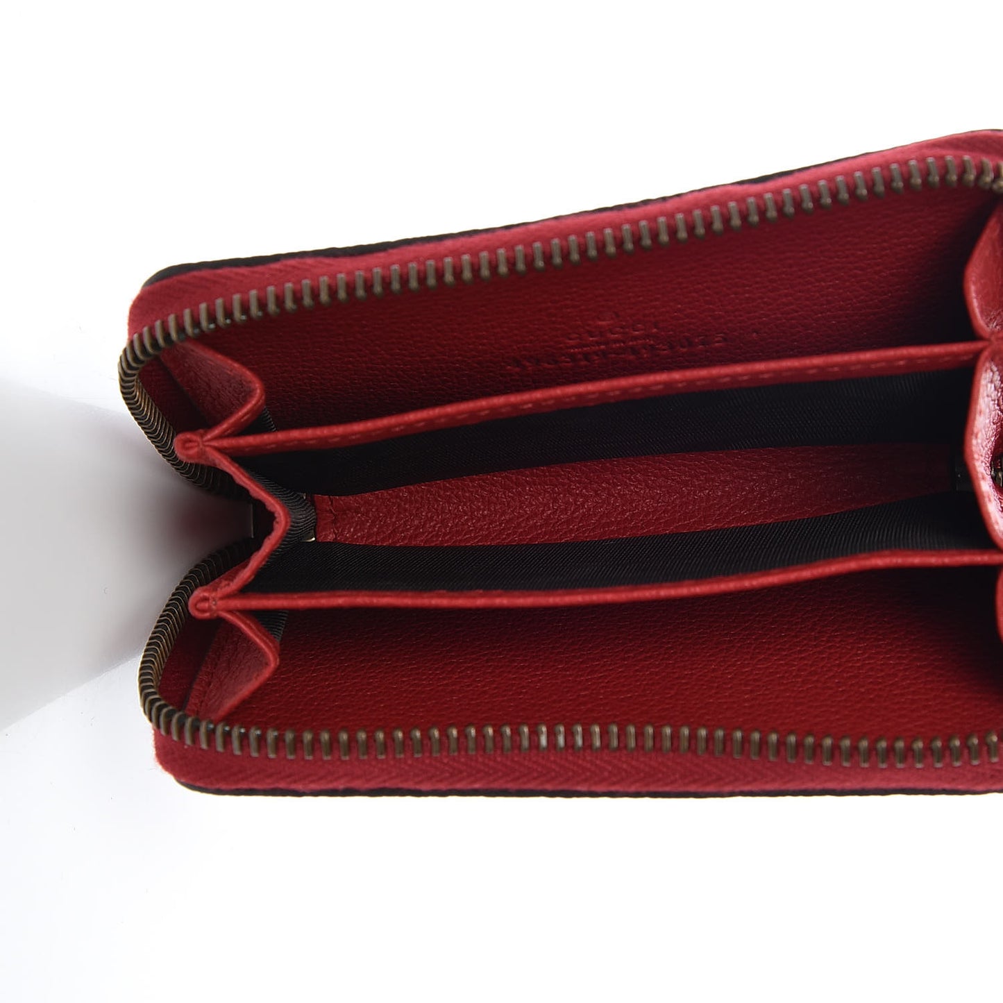 Grained Calfskin Logo Zip Around Card Case Hibiscus Red