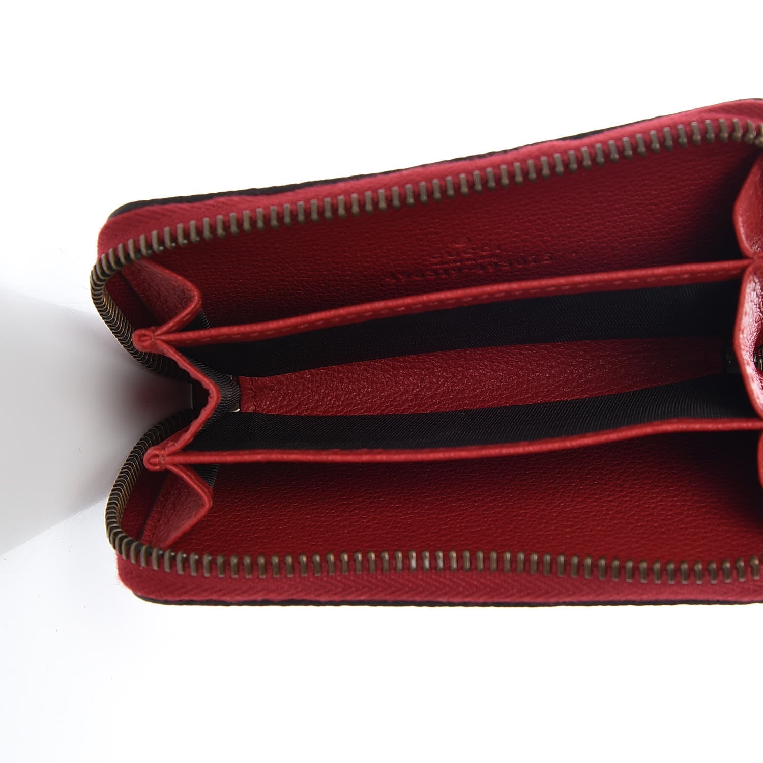 Gucci Grained Calfskin Logo Zip Around Card Case Hibiscus Red 5 of 9