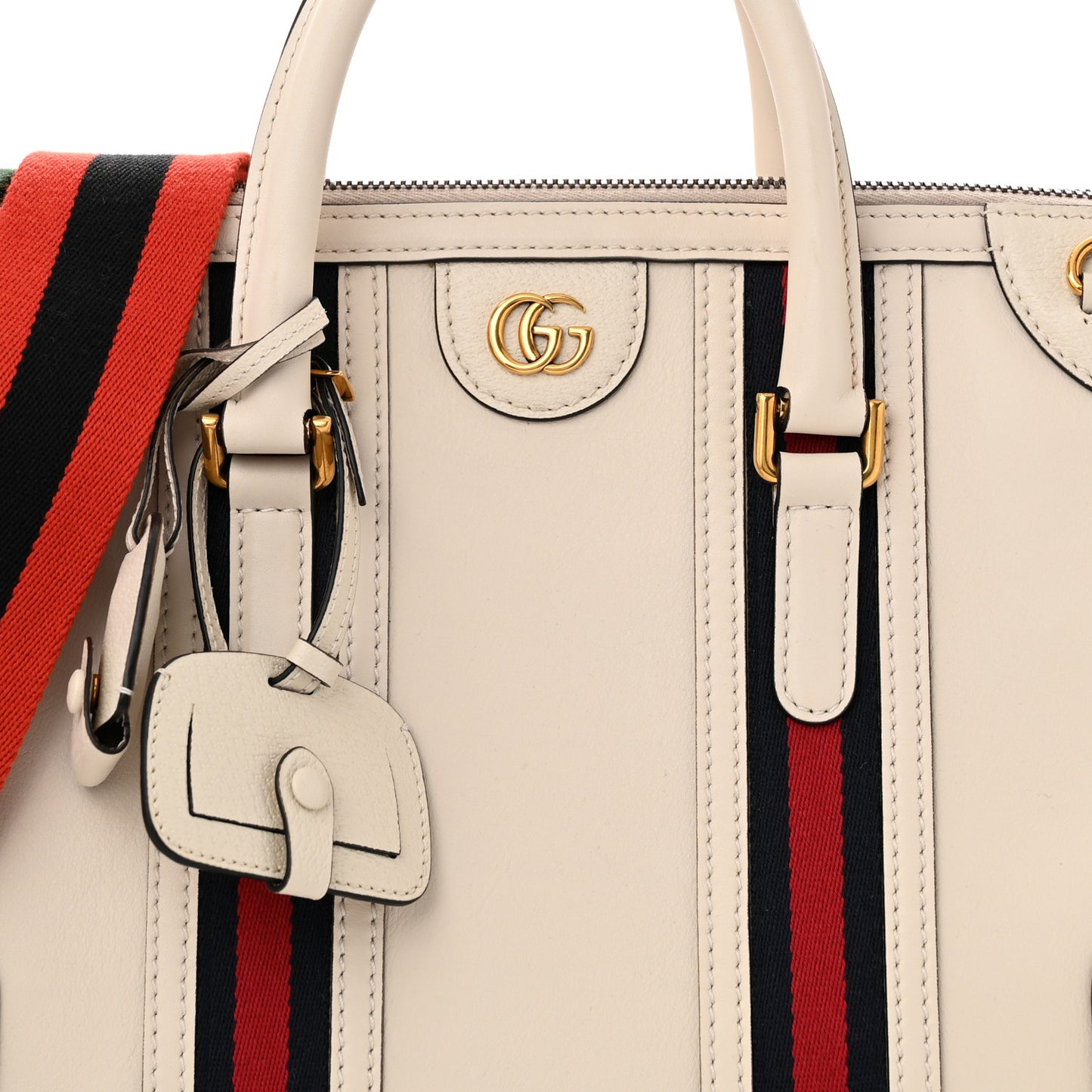 Koi Calfskin Medium Bauletto Duffle Top Handle Bag White