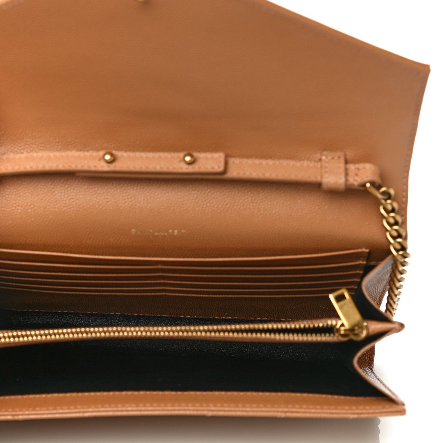 Saint Laurent Grain De Poudre Matelasse Chevron Monogram Chain Wallet Dune 5 of 14