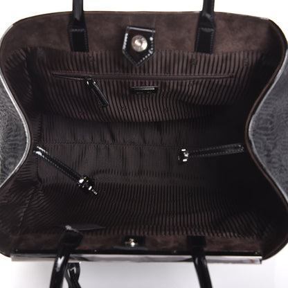 Fendi Astrakhan Shearling Patent Large 2Jours Tote Brown Black 5 of 10