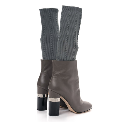 Chanel Kangaroo Knit CC Short Booties 38.5 Grey Black 4 of 7