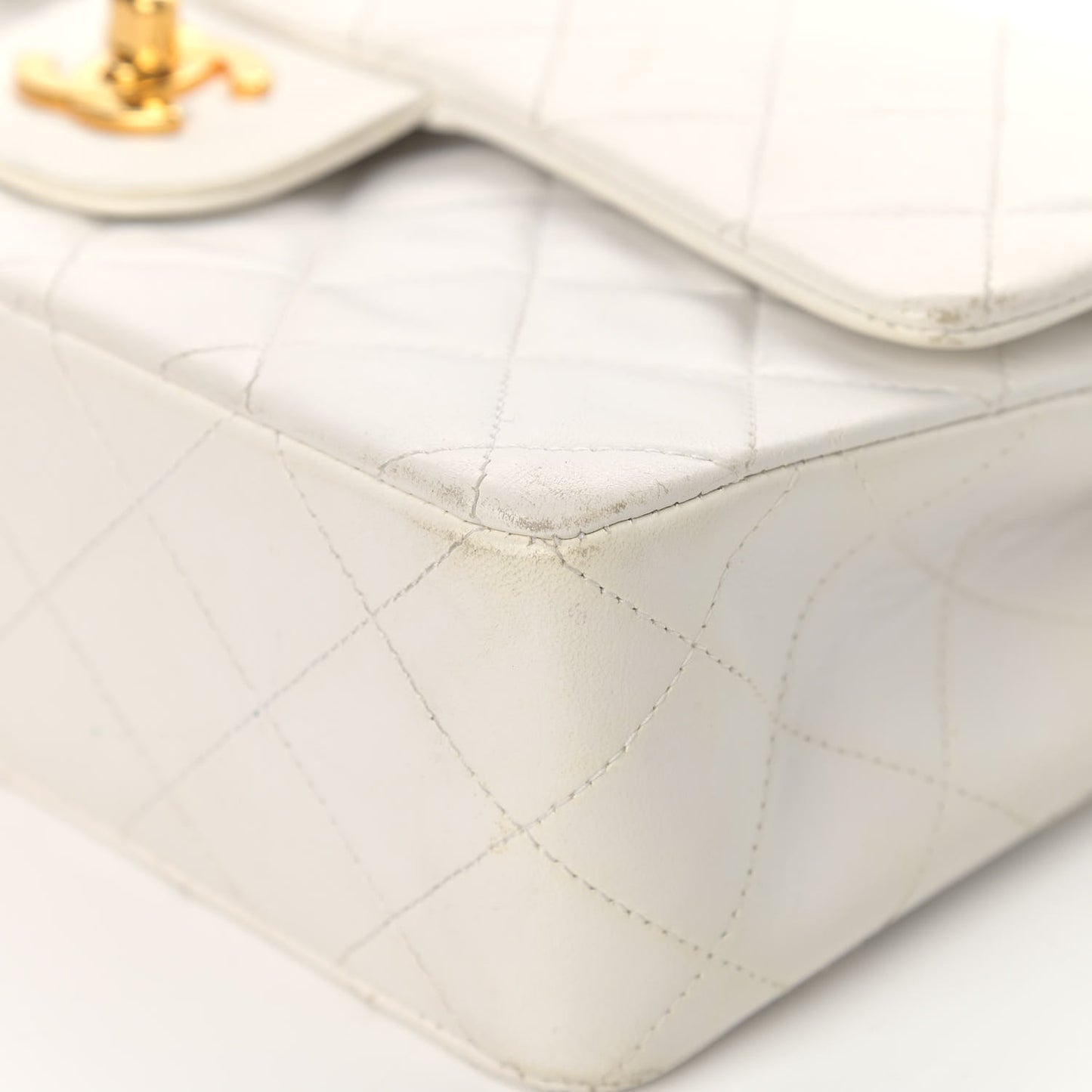 Lambskin Quilted Small Double Flap White
