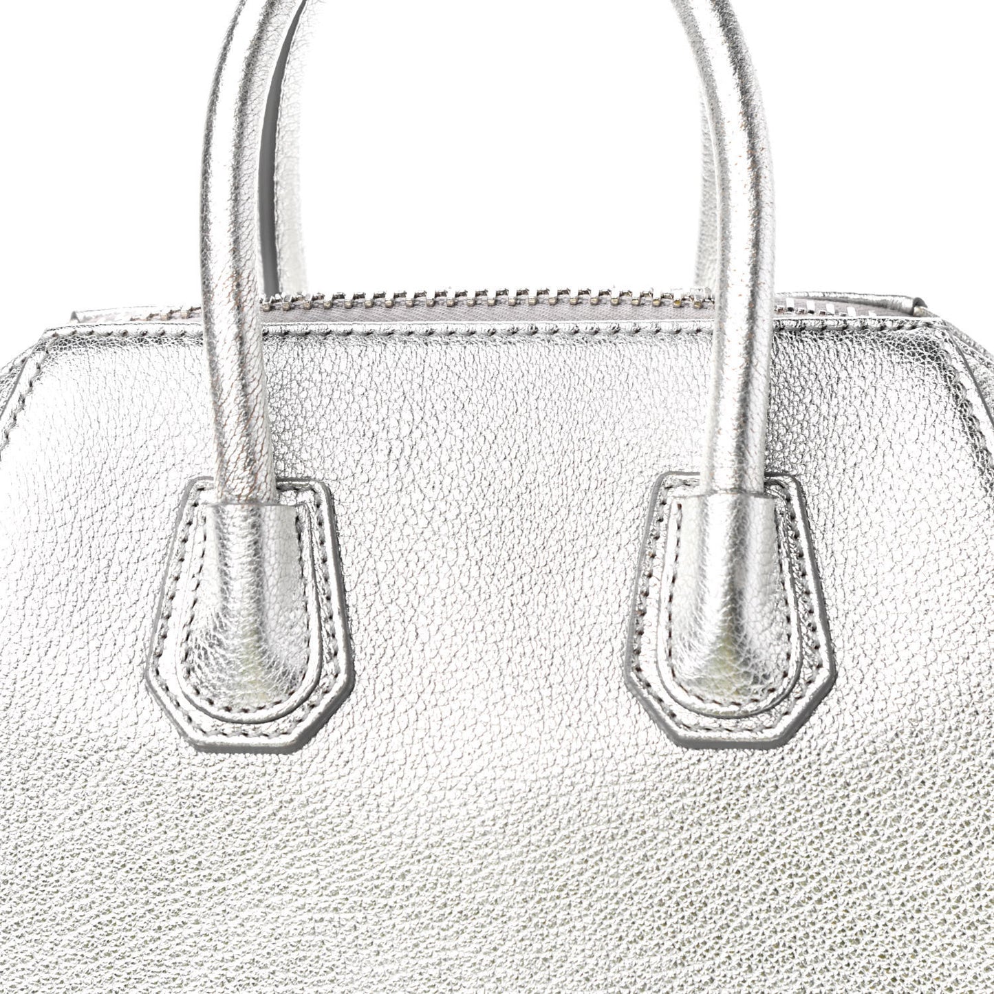Metallic Sugar Goatskin Mini Antigona Silver