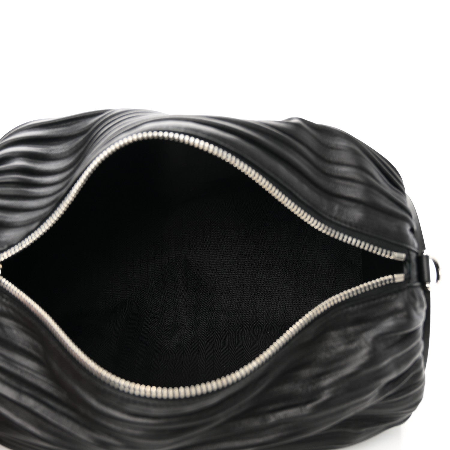 Loewe Lambskin Pleated Bracelet Large Pouch shoulder Bag Black 5 of 9