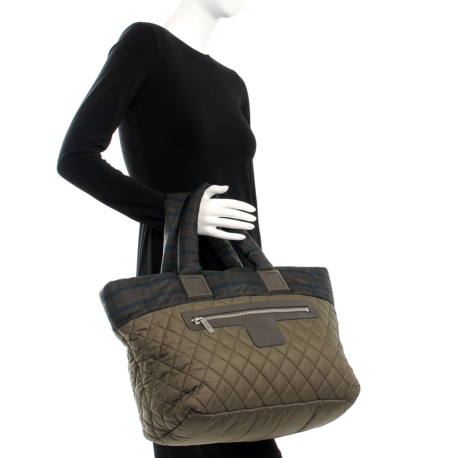 Chanel Nylon Quilted Large Coco Cocoon Tote Khaki 2 of 8