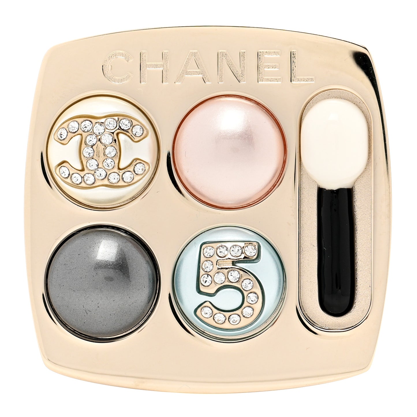 Pearl Resin Crystal CC No 5 Eyeshadow Brooch Gold Pearly
