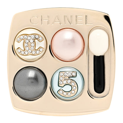 Chanel Pearl Resin Crystal CC No 5 Eyeshadow Brooch Gold Pearly 1 of 4