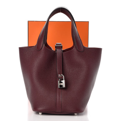 Hermes Taurillon Clemence Picotin Lock 18 PM Bordeaux 8 of 8