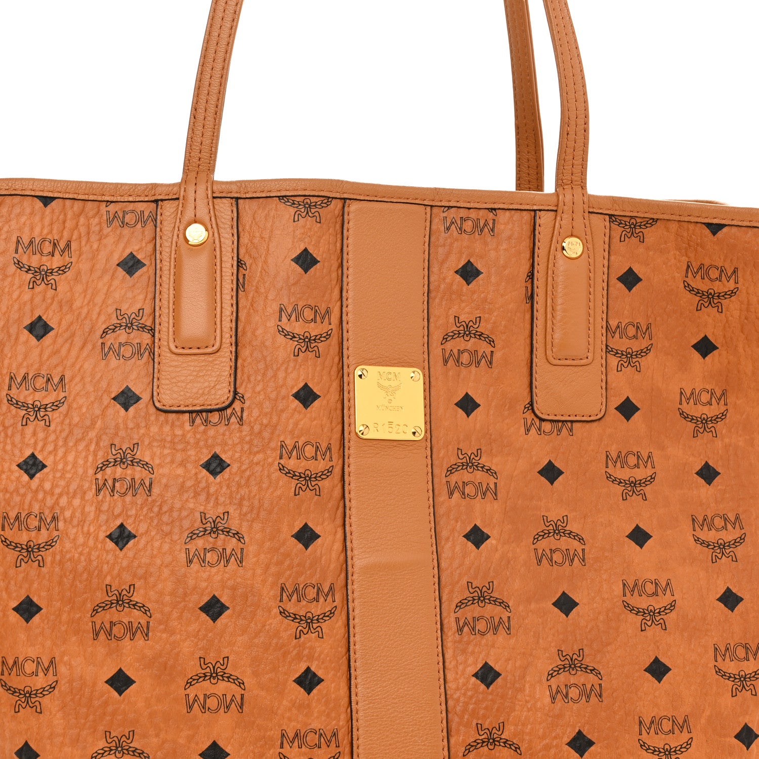 MCM Visetos Medium Liz Reversible Shopper Tote Cognac 10 of 15
