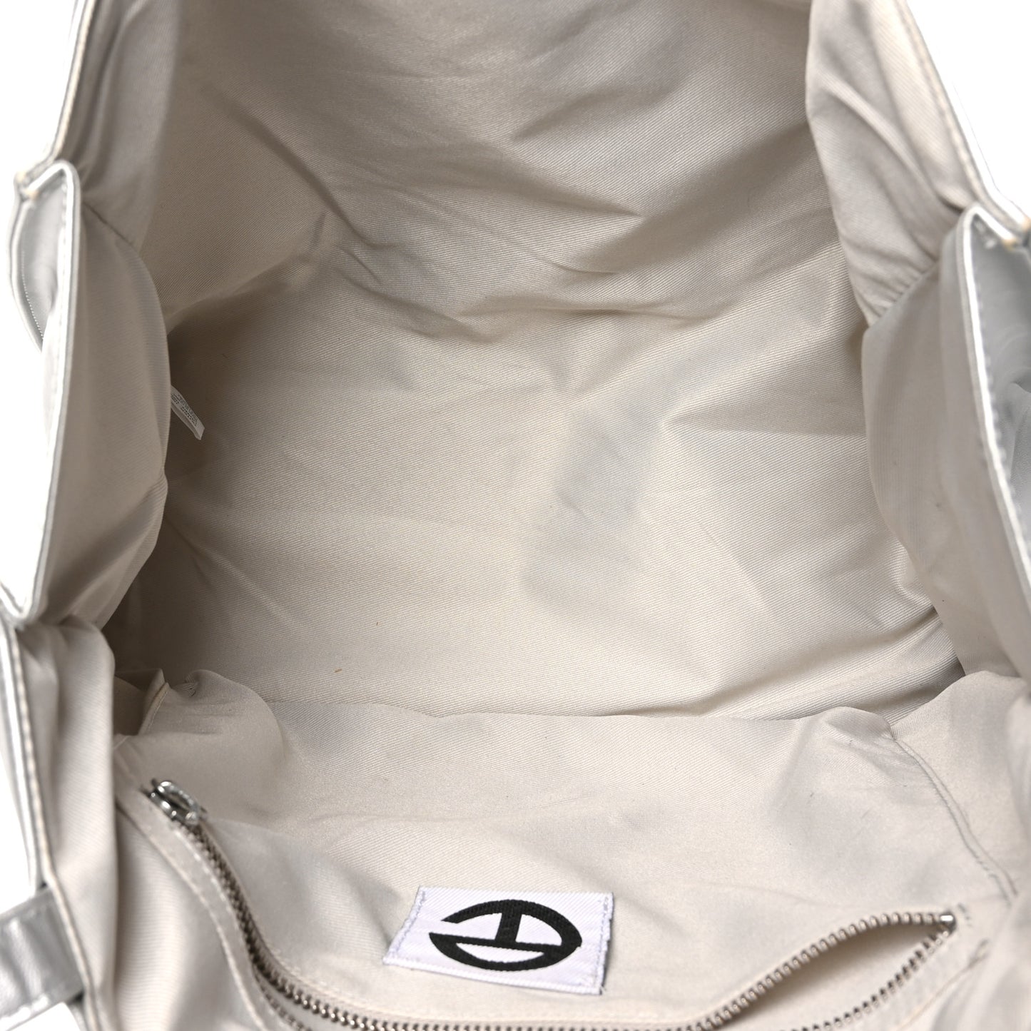 Metallic Vegan Leather Medium Shopping Bag Silver