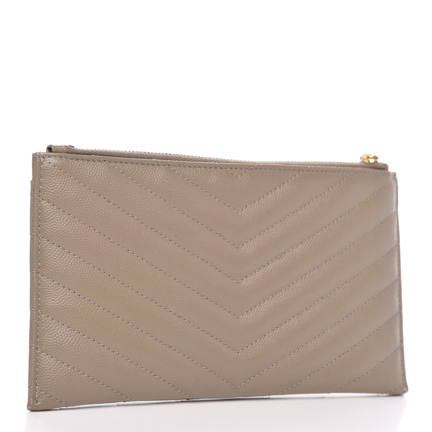 Grain De Poudre Chevron Monogram Bill Pouch Dark Beige