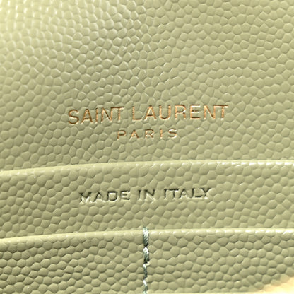 Saint Laurent Grain De Poudre Matelasse Chevron Monogram Envelope Chain Wallet Light Sage 6 of 11