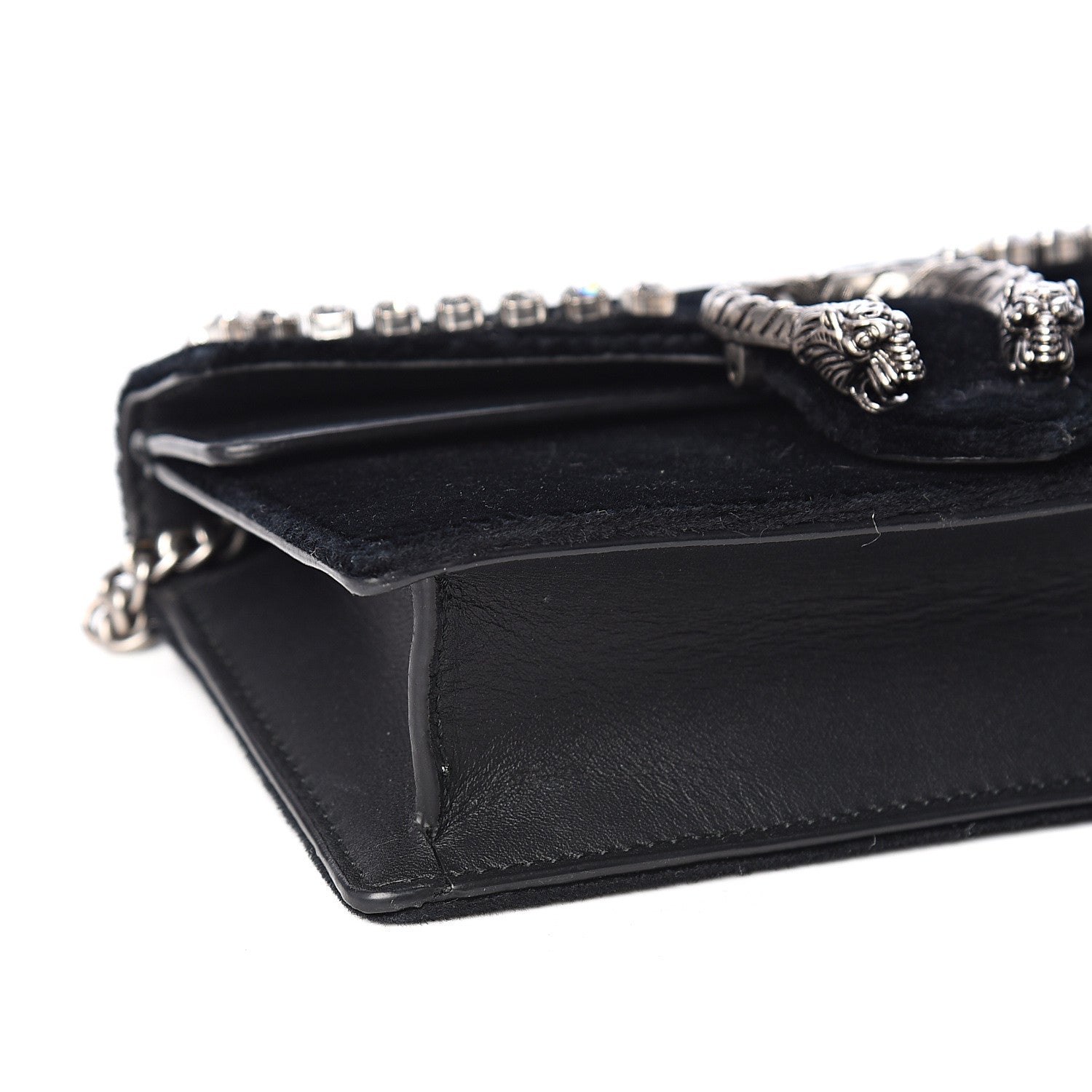 Gucci Velvet Crystal Super Mini Dionysus Shoulder Bag Black 6 of 8
