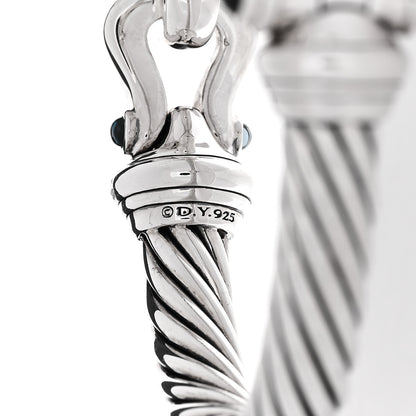 David Yurman Sterling Silver Diamond Hampton Blue Topaz 7mm Cable Buckle Bracelet 3 of 3