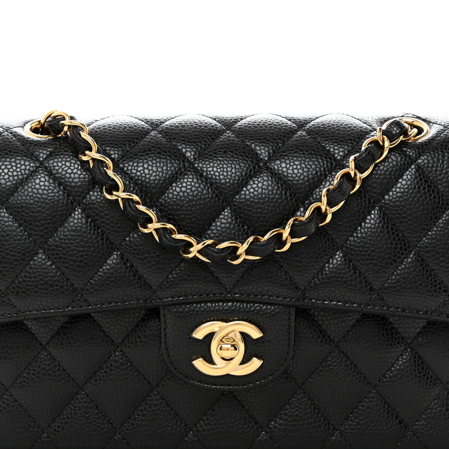 Caviar Quilted Small Double Flap Black