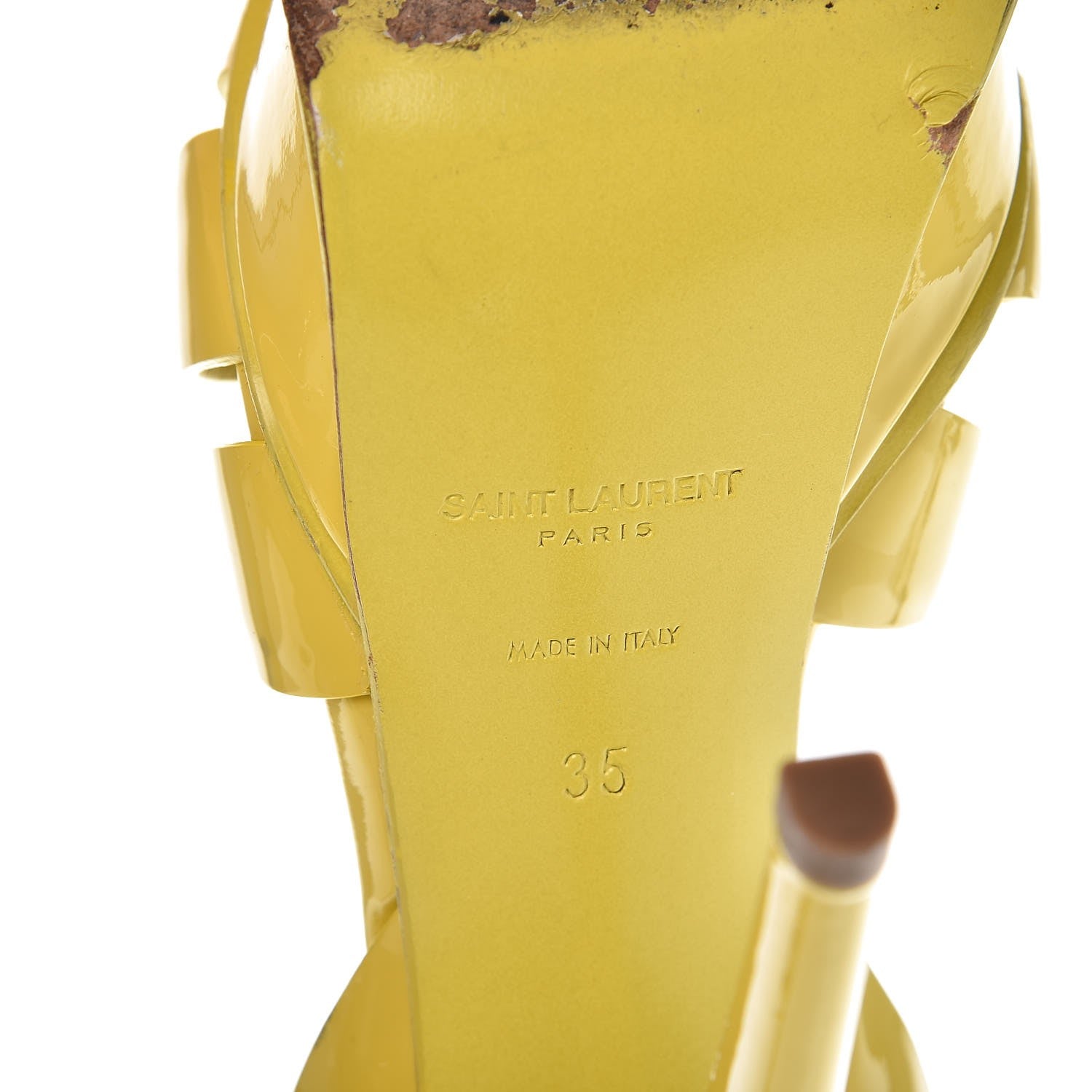 Saint Laurent Patent Tribute 105 Platform Sandals 35 Citron 9 of 19