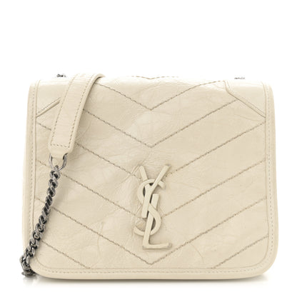 Saint Laurent Crinkled Calfskin Matelasse Monogram Niki Chain Wallet Crema Soft 1 of 15