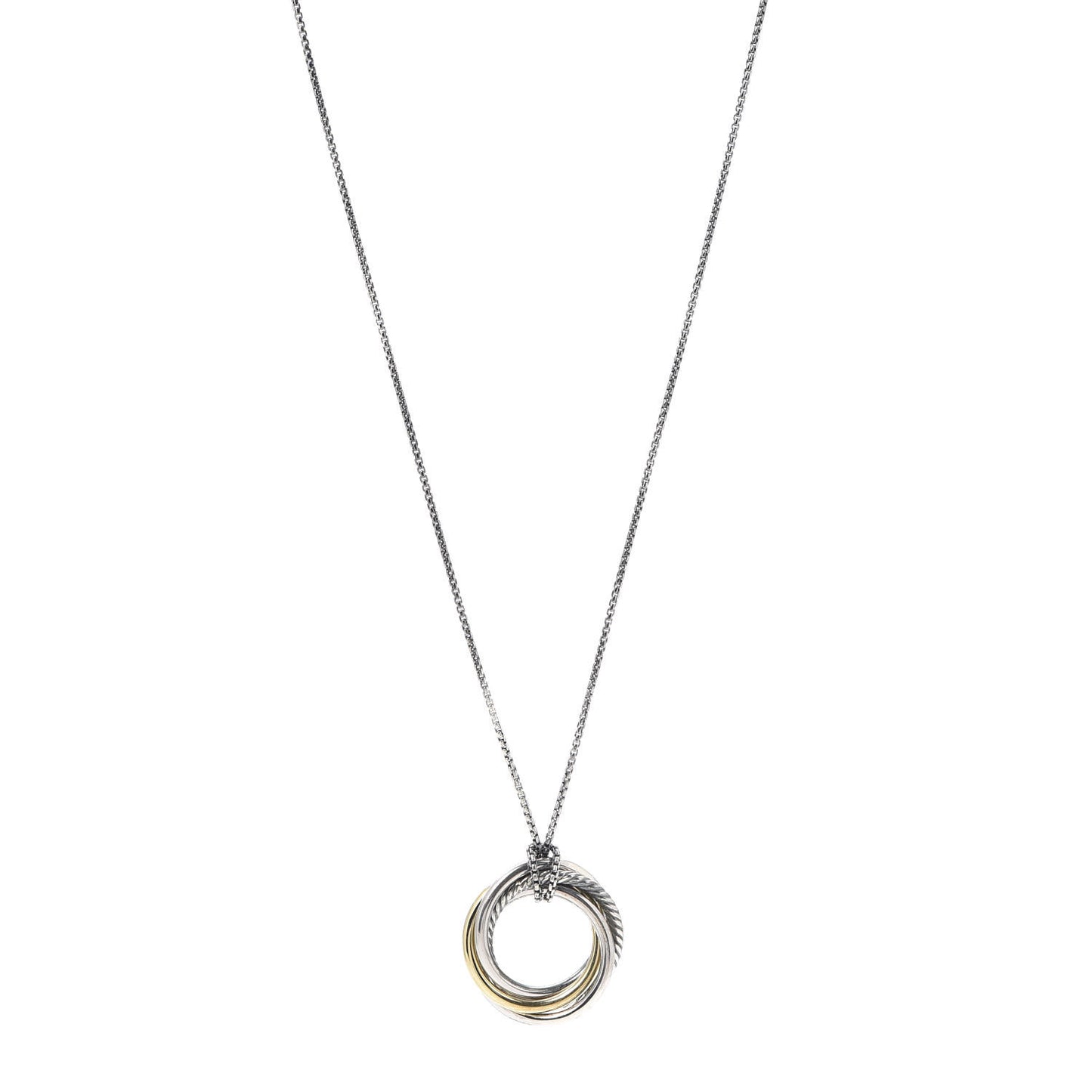 Sterling Silver 14K Yellow Gold 37mm Crossover Pendant Necklace