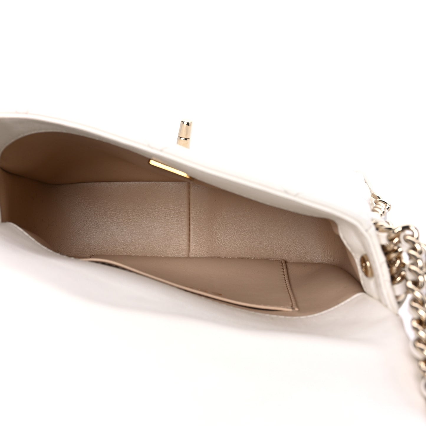 Lambskin Quilted Mini Chain Rows Flap White