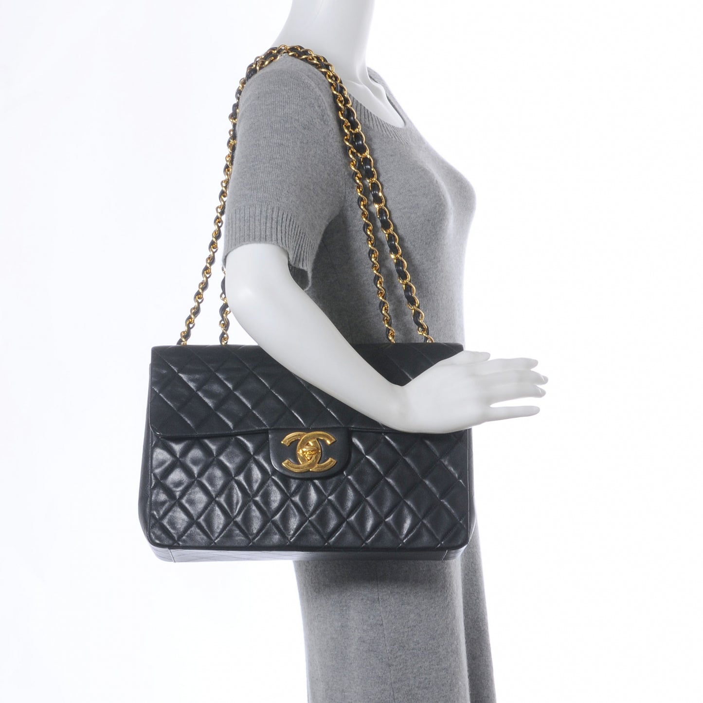 Lambskin XL Jumbo Flap Black