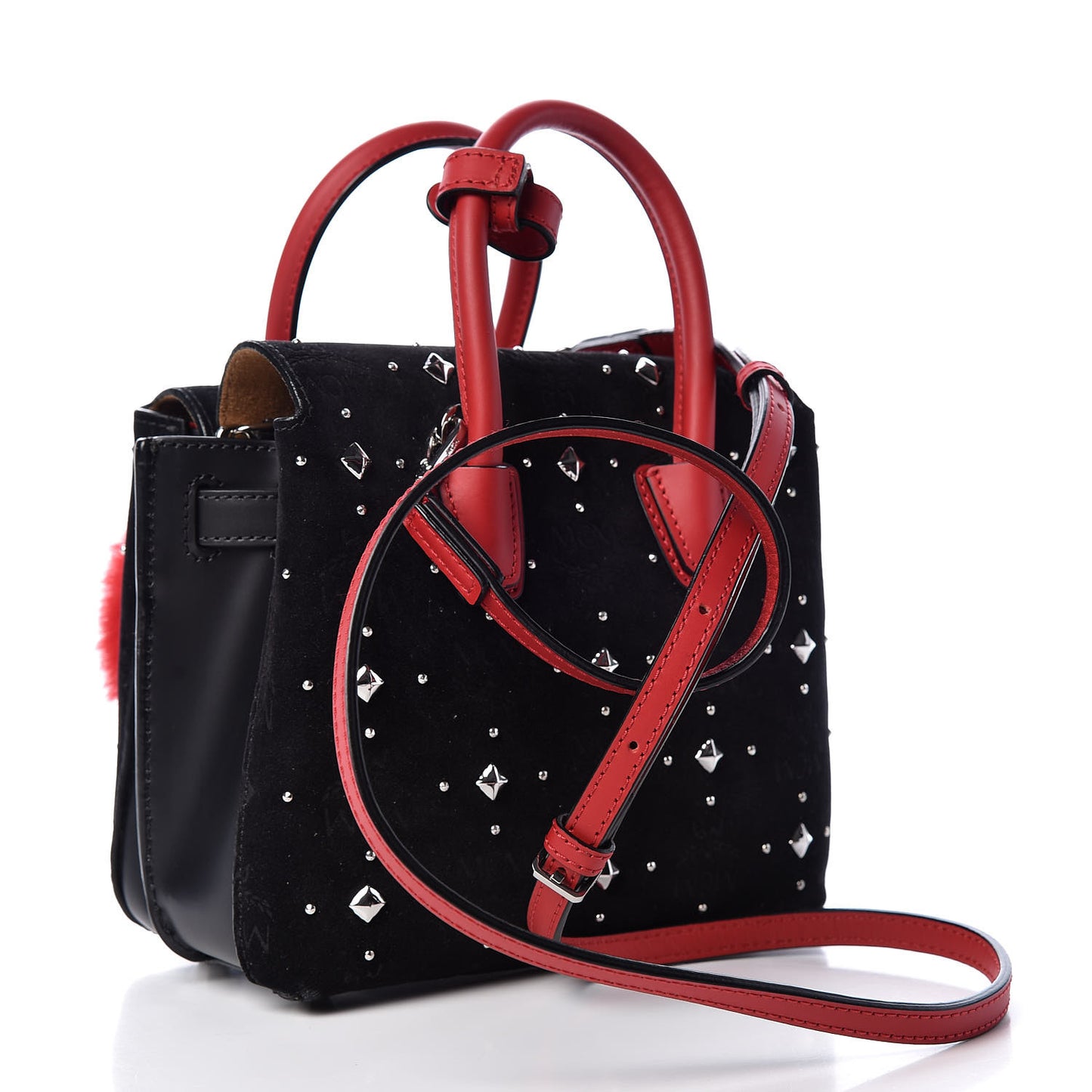 Velvet Studded Mini Insignia Milla Tote Black