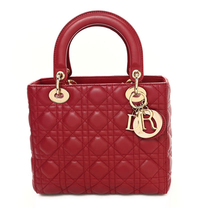 Christian Dior Lambskin Cannage Medium Lady Dior Red 1 of 11