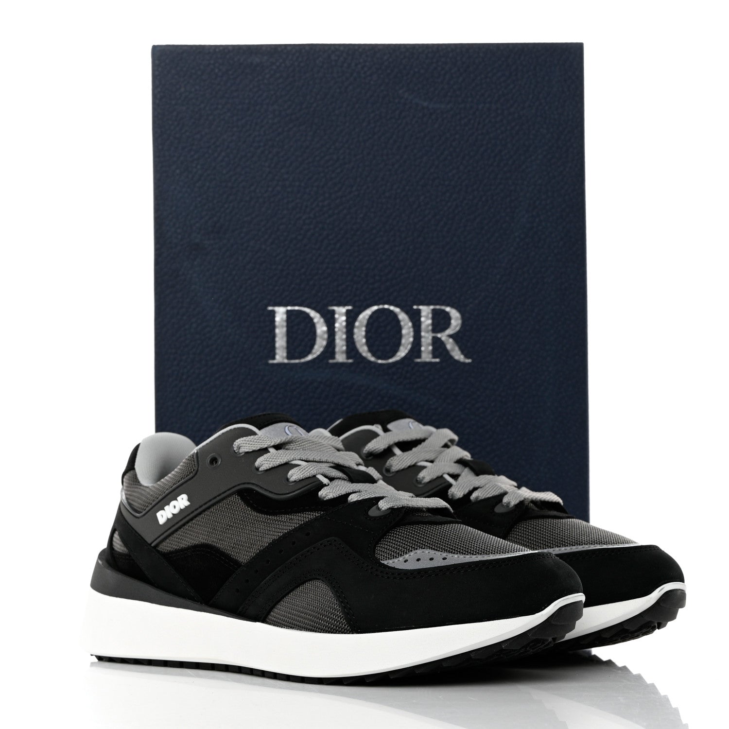 Christian Dior Technical Mesh Calfskin Womens B29 Sneakers 39 Black Grey 8 of 8