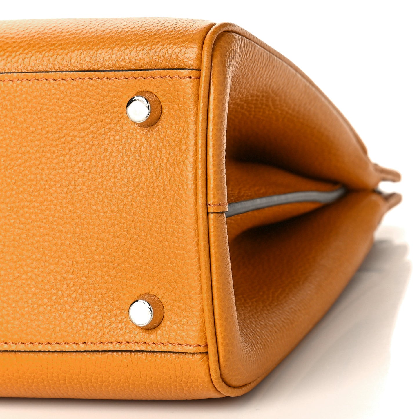 Posillipo Grain Calfskin Small Zumi Top Handle Bag Sun Oil