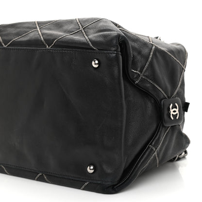 Chanel Calfskin Quilted Chain Stitch Bowler Bag Black 9 of 11